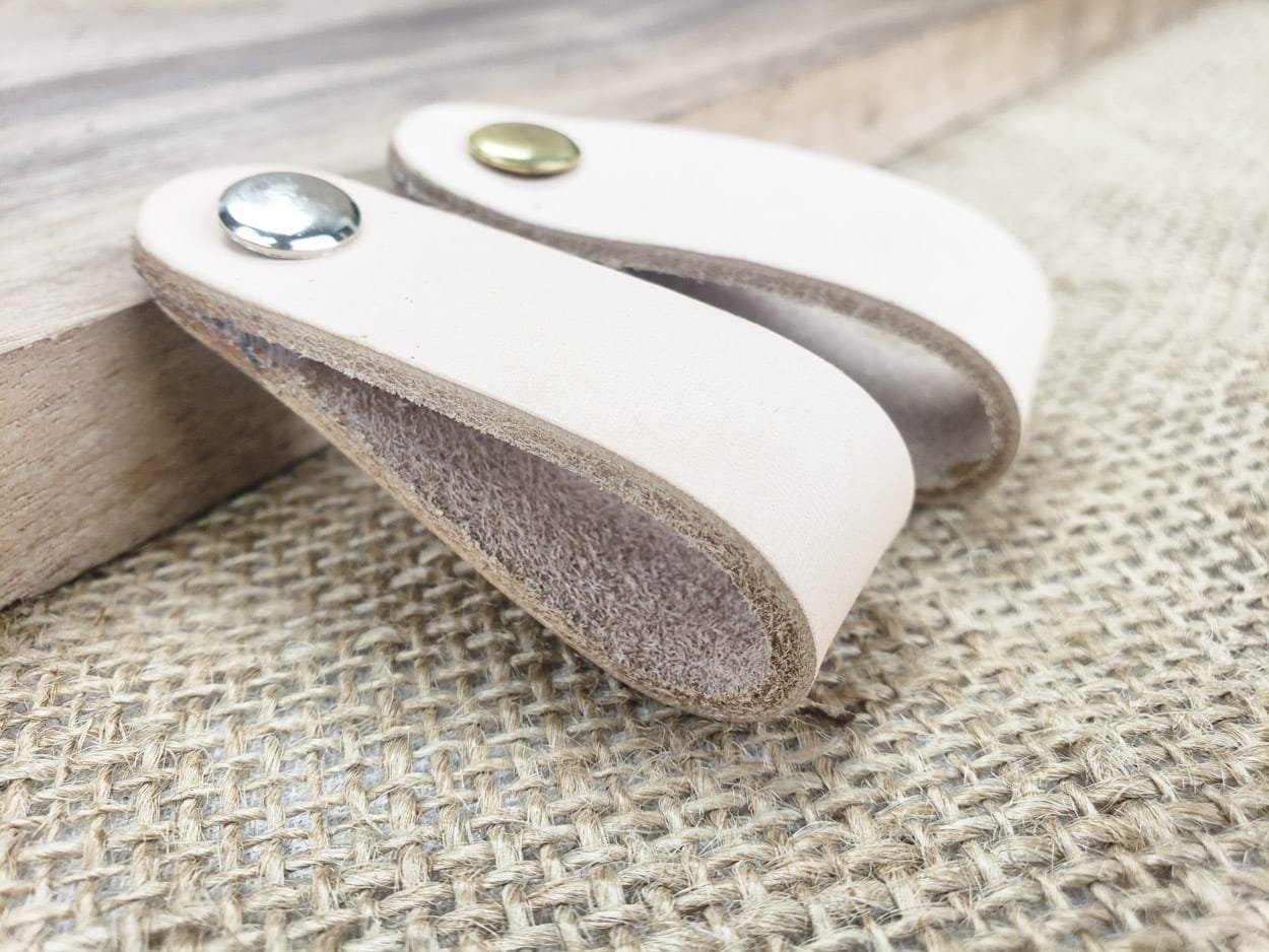 Leather Drawer Pulls & Handles Natural Vegetable Tanned Leather